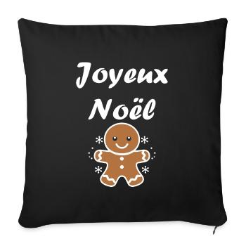 Joyeux noel pain d'épice - Housse de coussin décorative 45 x 45 cm - noir - Devant