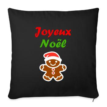 Joyeux noel pain d'épice - Housse de coussin décorative 45 x 45 cm - noir - Devant