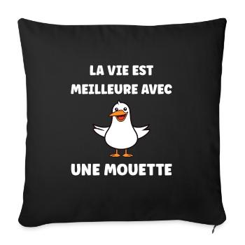 Humour petit mouette - Housse de coussin décorative 45 x 45 cm - noir - Devant