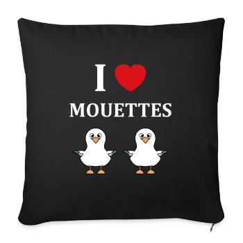 Humour petit mouette - Housse de coussin décorative 45 x 45 cm - noir - Devant
