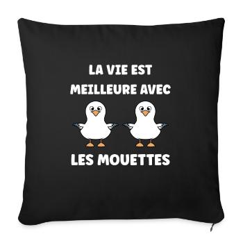 Humour petit mouette - Housse de coussin décorative 45 x 45 cm - noir - Devant