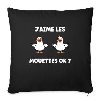 Humour petit mouette - Housse de coussin décorative 45 x 45 cm - noir - Devant