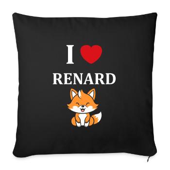 J'aime les renards - Housse de coussin décorative 45 x 45 cm - noir - Devant