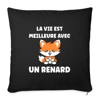 petit renard - Housse de coussin décorative 45 x 45 cm - noir - Devant
