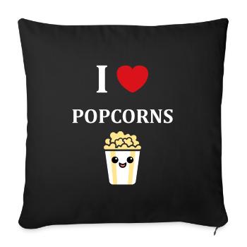 i love popcorn - Housse de coussin décorative 45 x 45 cm - noir - Devant