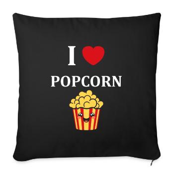 I Love Popcorn - Sofa pillowcase 17,3'' x 17,3'' (45 x 45 cm) - black - Front
