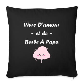 Humour Petite Barbe à papa - Housse de coussin décorative 45 x 45 cm - noir - Devant