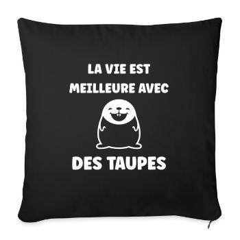 Humour mignonne petite taupe - Housse de coussin décorative 45 x 45 cm - noir - Devant