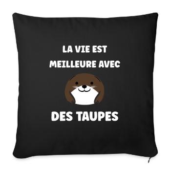 Humour mignonne petite taupe - Housse de coussin décorative 45 x 45 cm - noir - Devant