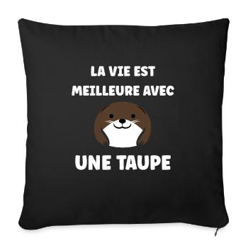 Humour mignonne petite taupe - Housse de coussin décorative 45 x 45 cm - noir - Devant