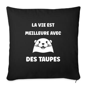 Humour mignonne petite taupe - Housse de coussin décorative 45 x 45 cm - noir - Devant