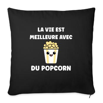 Humour pot de popcorn - Housse de coussin décorative 45 x 45 cm - noir - Devant