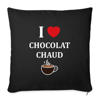 Humour petit chocolat chaud - Housse de coussin décorative 45 x 45 cm - noir - Devant