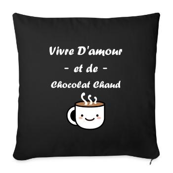 Humour petit chocolat chaud - Housse de coussin décorative 45 x 45 cm - noir - Devant