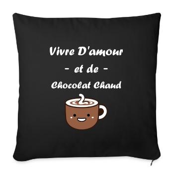 Humour petit chocolat chaud - Housse de coussin décorative 45 x 45 cm - noir - Devant