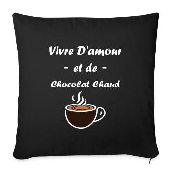 Humour petit chocolat chaud - Housse de coussin décorative 45 x 45 cm - noir - Devant