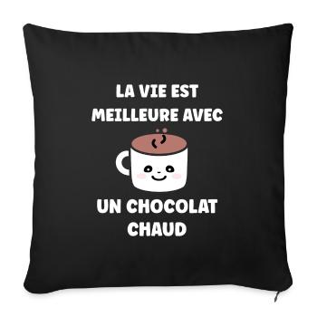 Humour petit chocolat chaud - Housse de coussin décorative 45 x 45 cm - noir - Devant