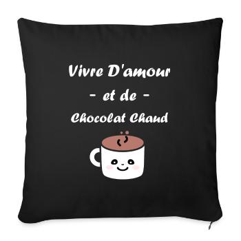 Humour petit chocolat chaud - Housse de coussin décorative 45 x 45 cm - noir - Devant