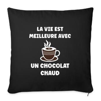 Humour petit chocolat chaud - Housse de coussin décorative 45 x 45 cm - noir - Devant