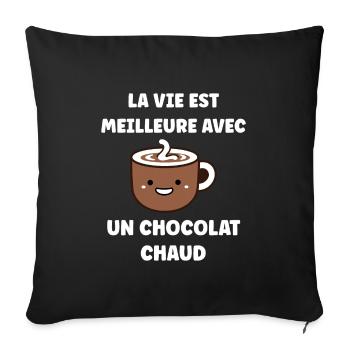 Humour petit chocolat chaud - Housse de coussin décorative 45 x 45 cm - noir - Devant