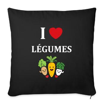 Humour petit légumes vegan - Housse de coussin décorative 45 x 45 cm - noir - Devant