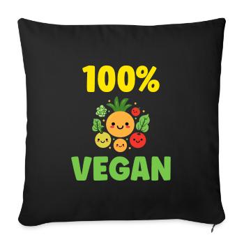 Humour petit légumes vegan - Housse de coussin décorative 45 x 45 cm - noir - Devant