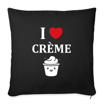 Humour crème fraiche - Housse de coussin décorative 45 x 45 cm - noir - Devant