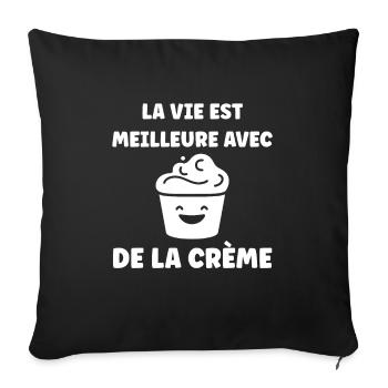 Humour crème fraiche - Housse de coussin décorative 45 x 45 cm - noir - Devant