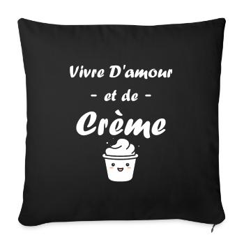 Humour crème fraiche - Housse de coussin décorative 45 x 45 cm - noir - Devant