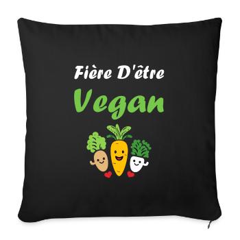 Légumes Humour je suis vegan - Housse de coussin décorative 45 x 45 cm - noir - Devant