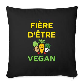 Légumes Humour je suis vegan - Housse de coussin décorative 45 x 45 cm - noir - Devant