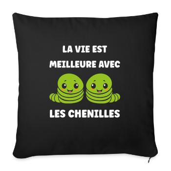 Chenilles insecte Amour petite chenille - Housse de coussin décorative 45 x 45 cm - noir - Devant