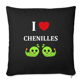 Chenilles insecte Amour petite chenille - Housse de coussin décorative 45 x 45 cm - noir - Devant