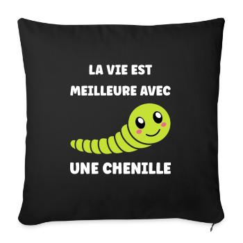 Chenilles insecte Amour petite chenille - Housse de coussin décorative 45 x 45 cm - noir - Devant