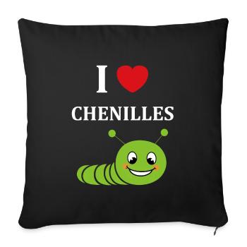 Chenilles insecte Amour petite chenille - Housse de coussin décorative 45 x 45 cm - noir - Devant