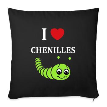 Chenilles insecte Amour petite chenille - Housse de coussin décorative 45 x 45 cm - noir - Devant
