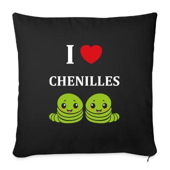 Chenilles insecte Amour petite chenille - Housse de coussin décorative 45 x 45 cm - noir - Devant