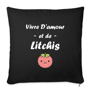 Fruit Humour petit litchi - Housse de coussin décorative 45 x 45 cm - noir - Devant