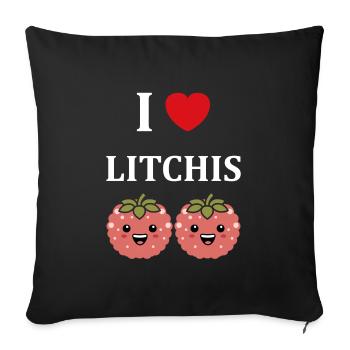 Fruit Humour petit litchi - Housse de coussin décorative 45 x 45 cm - noir - Devant