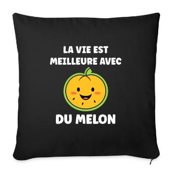 Fruit Humour petit Melon - Housse de coussin décorative 45 x 45 cm - noir - Devant