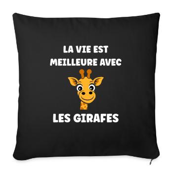 Humour petit bébé girafe - Housse de coussin décorative 45 x 45 cm - noir - Devant