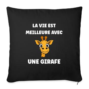 Humour petit bébé girafe - Housse de coussin décorative 45 x 45 cm - noir - Devant