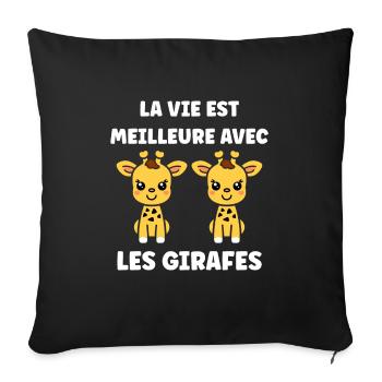 Humour petit bébé girafe - Housse de coussin décorative 45 x 45 cm - noir - Devant