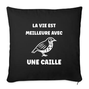 Humour Cailles oiseaux Petite caille - Housse de coussin décorative 45 x 45 cm - noir - Devant