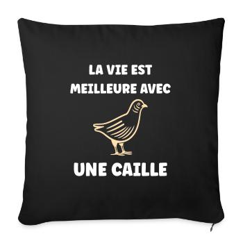 Humour Cailles oiseaux Petite caille - Housse de coussin décorative 45 x 45 cm - noir - Devant