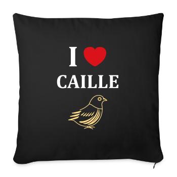 Humour Cailles oiseaux Petite caille - Housse de coussin décorative 45 x 45 cm - noir - Devant