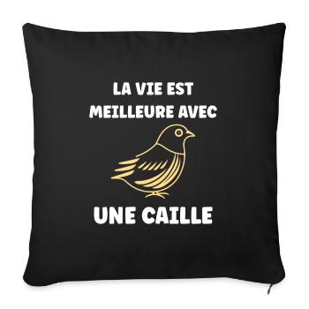 Humour Cailles oiseaux Petite caille - Housse de coussin décorative 45 x 45 cm - noir - Devant