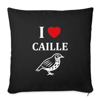 Humour Cailles oiseaux Petite caille - Housse de coussin décorative 45 x 45 cm - noir - Devant
