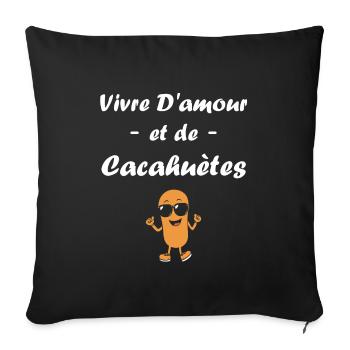 Cacahuètes Humour petite cacahuète - Housse de coussin décorative 45 x 45 cm - noir - Devant
