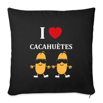 Cacahuètes Humour petite cacahuète - Housse de coussin décorative 45 x 45 cm - noir - Devant